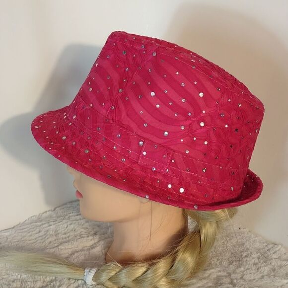Sophia Collection Pink Glitter Women's Fedora Hat - Picture 2 of 7